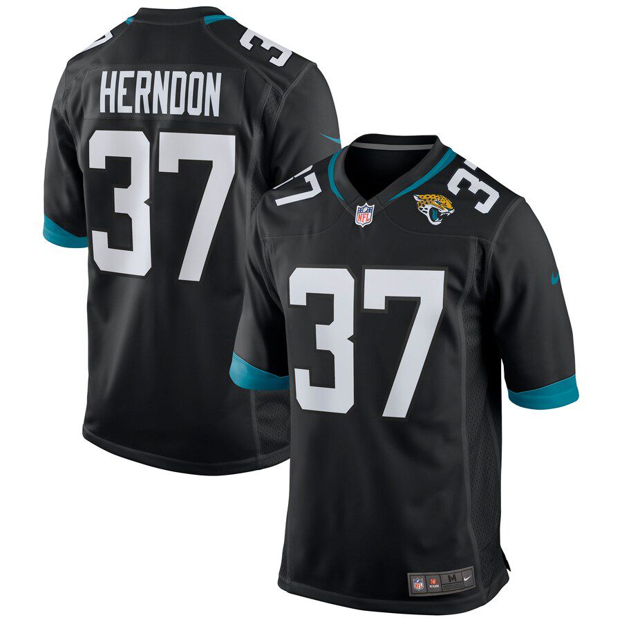 Men Jacksonville Jaguars 37 Tre Herndon Nike Black Game NFL Jersey